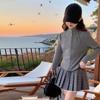 Traje de Falda de Otoño para Niñas 2025 Nuevo Estilo Coreano Estilo Occidental Vestido Cárdigan de Primavera para Niñas Conjunto de Dos Piezas