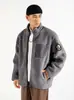 Abrigo de Lana de Cordero de Invierno, Estilo Retro Americano, Chaqueta Gruesa de Algodón Polar, Cuello Alto, Chaqueta de Felpa Holgada para Hombre, En Stock
