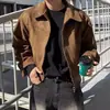 Maillard Wear Estilo Americano Retro Marrón Marrón Chaqueta Bomber Corta Vintage de Ante para Hombre Primavera y Otoño