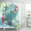 Cortina de ducha Daifa transfronteriza Flor rosa Pez Koi Flor de cerezo Pez carpa Piedra Estilo japonés Tela de poliéster Decoración de baño Gancho