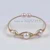 Pulseira de Pérolas Naturais de Água Doce Pulseira Ajustável Retrô Branca Ouro 14K Pulseira de Pérolas Trançada Feita à Mão