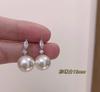 Aretes de Plata Esterlina S925 con Diamantes Flash Ojo de Caballo de Sensación Premium para Mujer, Diseño de Nicho de Lujo Ligero, Aretes de Celebridad, Aretes de Perlas Shijia
