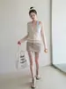 Suéter de punto para mujer, estilo francés, color avena suave, cuello en V, manga larga, nueva colección de otoño, con diseño calado, perfecto como capa exterior