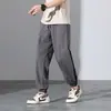 Pantalones casuales de seda helada ligeros y frescos de verano para hombre, corte holgado, talla grande, pantalones jogger de secado rápido, largo recortado