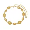 Moda Europeia e Americana Nova Corrente de Cintura com Patchwork de Diamante Oval Textura Metálica Design de Nicho Corrente para o Umbigo para Usar com Saias