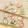 Estilo Pintura al Óleo Jardín de Monet Acero de Titanio Accesorios para Pendientes DIY Mujeres Mariposas Flores Joyería de Acero Inoxidable Colgante de Collar