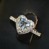 Anillo de Plata Popular Transfronterizo para Mujer, Envío Directo de Una Pieza, Anillo de Diamante Moissanita en Forma de Corazón Microincrustado de Un Quilate, Venta al por Mayor con Envío Directo de Fábrica
