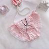 Roupas íntimas femininas estilo japonês de seda de leite fresco com renda, cadarço, babados, estilo princesa, triângulo, para meninas, laço fofo