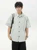 2025 Nova Moda Essencial de Verão Masculina Tendência Solta Manga Curta Cor Sólida Casual Versátil Solta Simples Camisa