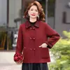 El nuevo abrigo de otoño de mamá, elegante, corto, estilo Chanel, para mujeres de mediana edad y mayores, otoño e invierno, abrigo de lana de doble cara de alta calidad para mujer