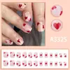 Uñas Portátiles de Puntos Rosas y Blancos con Corazón Rojo para Estudiantes Estilo Lindo Femenino Uñas Portátiles 24 Parches