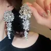 Brincos de Franja Gota d'Água com Diamantes Incrustados Agulha de Prata Estilo Palácio Nicho Versáteis Brincos de Luxo Leve High-End Atacado