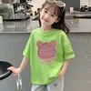 2026 Nuevo Estilo Camiseta de Verano para Niñas 100% Algodón Puro Infantil Dibujos Animados Estilo Coreano Cuello Redondo Manga Corta Tops para Niños Pequeños y Medianos