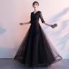 Elegante Vestido de Noche para Mujer 2026 Nuevo Estilo de Verano, Largo Vestido Negro para Fiesta Anual de Socialité, Efecto Adelgazante