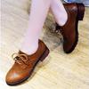 Zapatos de Cuero de Microfibra 2026 Estilo Universitario Zapatos de Cuero Tallado Británico con Tacones Gruesos y Cordones Oxford para Mujer, Adecuados para Todas las Estaciones, Zapatos de Talla Grande