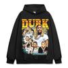 Camiseta de manga corta lavada con estampado de Lil Durk, estilo americano transfronterizo, cuello redondo y manga larga con capucha para hombre