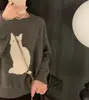 Suéter de outono e inverno estilo coreano plus size 2026 nova moda versátil estilo suave jacquard gato de desenho animado suéter de tricô para mulheres