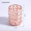 Porta lapiceros acrílico personalizado, Portafiltros de escritorio decorativo de lujo ligero con cristal dorado para brochas de maquillaje, Venta al por mayor