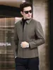 Chaqueta de cuero Haining, nueva colección primavera/otoño, chaqueta de negocios casual elegante y versátil para hombre de mediana edad con cuello de solapa, hecha de piel de oveja