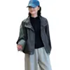 Elegante chaqueta de hombros descubiertos con cuello alto para mujer, nuevo estilo otoño 2026, diseño inspirado en ropa de trabajo, abrigo corto de nicho