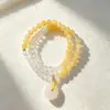 Pulsera de doble anillo de piedra de uva natural 5A y cristal blanco, moda pequeña fresca para verano, joyería de mano para chica, venta al por mayor