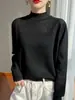 26 Nuevos Conjuntos de Moda Otoño e Invierno, Camiseta Interior de Encaje de Manga Larga con Cuello Semi-Alto Tejido para Mujer, Suéter Holgado Adelgazante