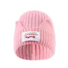 Gorro de Lana con Parche de Letra y Orejas de Gato para Otoño e Invierno, Gorro de Punto Versátil Simple y Lindo, Gorro Cálido para Proteger los Oídos al Aire Libre