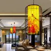 Restaurante de Olla Caliente de Hierro Chandelier Tipo Jaula de Pájaro China Estilo Chino Restaurante Creativo Restaurante de Hotel Iluminación de Lámpara Roja Retro