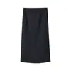 [Este Pedido] Saia Lã Preta com Lantejoulas Estilo Chanel para Mulheres, Saia Reta com Fenda Outono/Inverno 2026