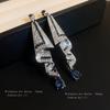Aretes de Diamantes Gotas de Agua Aguja de Plata Moda Aretes con Sentido de Diseño de Lujo Ligero Nicho Joker Elegantes Aretes de Alto Sentido Venta al por Mayor