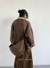 Suéter Cardigan Neutro com Listras Maillard para Outono e Inverno para Meninos e Meninas Estilo Preppy Gola V Retrô Tricotado Jaqueta de Casal