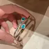 Pulsera de Corindón Rojo Vintage Dorada con Diseño de Lágrimas Azules, Incrustada con Paraíba, Pulsera de Apertura de Resorte para Mujer
