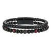 Pulsera de hombre apilable de estilo hip-hop punk con cuentas, pulsera de cuero con cierre magnético, ópalo negro y ojo de tigre, transfronteriza