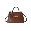 Bolsa Feminina Xadrez Texturizado Simples Estilo Novo 2026, Bolsa de Ombro Moda Aristocrática, Bolsa Elegante e Bonita de Rombos Nicho para Sobrancelha
