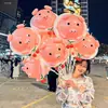 Globo de Cerdo Brillante de Moda Globo Inflable de Aire con Cabeza de Cerdo Rosa para Niños Portátil Accesorio de Foto para Exteriores Puesto Callejero