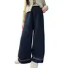 Pantalones Anchos Forrados de Polar para Niñas Otoño/Invierno Nuevo Estilo Estilo Coreano Niños Medianos y Grandes Pantalones Forrados de Polar para Niñas Pantalones Largos Casuales Elegantes para Adolescentes