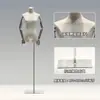 Loja de Roupas Estilo Coreano Manequim para Exposição de Roupas Manequim Feminino de Camurça Meio Corpo Suporte para Manequim Suporte de Exposição de Corpo Humano Completo