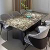 Mesa de Comedor de Lujo de Piedra Natural Italiana de Alta Gama, Lujo Ligero para el Hogar, Mesa y Sillas de Comedor, Mesa de Comedor Rectangular de Mármol de Piedra de Lujo Moderno