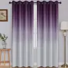 Cortinas de Color Degradado Verde Salvia-Gris-Blanco Impresión Digital al por Mayor Transfronterizo para Dormitorio y Sala de Estar, Fabricante de Cortinas de Tela Cepillada