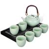 Nuevo juego de té con tetera de viga de horno Ru, adecuado para el hogar, estilo chino, gran botella de agua fría, tetera de cerámica, juego de regalo con logotipo