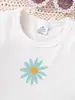 Comercio Exterior Ropa Infantil Verano Conjunto Niñas Dulce Color Sólido Top Estampado + Peto Estampado de Margarita Conjunto de Dos Piezas