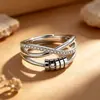 Anillo Giratorio de Diamantes Cruzados, Popular en Amazon en Europa y América, Anillo Abierto Giratorio para Alivio del Estrés, Fuente de Suministro