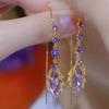 Amethyst Leaf Ear Line Feminino 2024 Novas Explosões Luz Luxo Brincos Nicho Design Estilo Celebridade Brincos Atacado