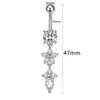 Moda transfronteiriça da Amazon novo piercing corporal de aço inoxidável anel de umbigo flor hexagonal prego de umbigo fivela de umbigo