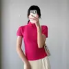 Top Básico de Mujer Miyake Ajustado con Textura, Camiseta Fina y Transpirable de Grano de Maíz, Camisa Sexy de Manga Corta Adelgazante