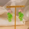 Brincos de Prata Verão Transparente Conta de Uva Dopamina Novo Estilo Luxo Leve Nicho High-End Versátil Brincos de Tarraxa Joias de Orelha