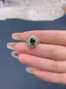 Anel de Moda Cruzado de Diopsídio Natural para Mulheres, Design de Nicho, Estilo Ins, Acessório de Anel Aberto Ajustável de Alta Qualidade
