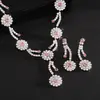 Brinco Colar Conjunto Cruzado Europeu e Americano com Strass Flor Redonda Borla Ajustável Acessórios com Senso de Design Joias Versáteis