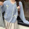 Estilo coreano Otoño y Primavera nuevo diseño con sentido de nicho abrigo suéter de madera para mujer estilo dulce manga larga cárdigan de punto top