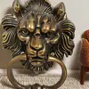 Maçaneta de Porta Estilo Chinês Retro Cabeça de Leão, Liga de Zinco Espessada, Argola Dourada, Maçaneta Decorativa para Porta de Pousada em Pátio